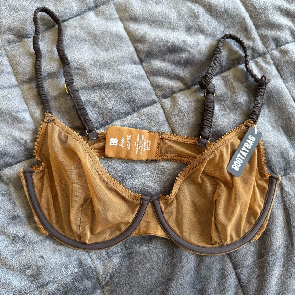 NWT BootayBag Women's Bra and Thong set Gold/Brown - Picture 2 of 8